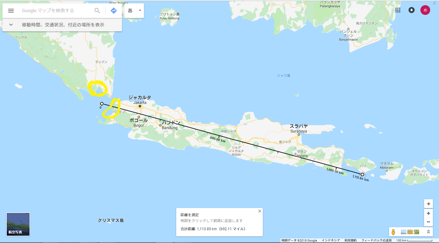 2018年12月22日に起きたジャワ島とスマトラ島間のスンダ海峡で発生した
